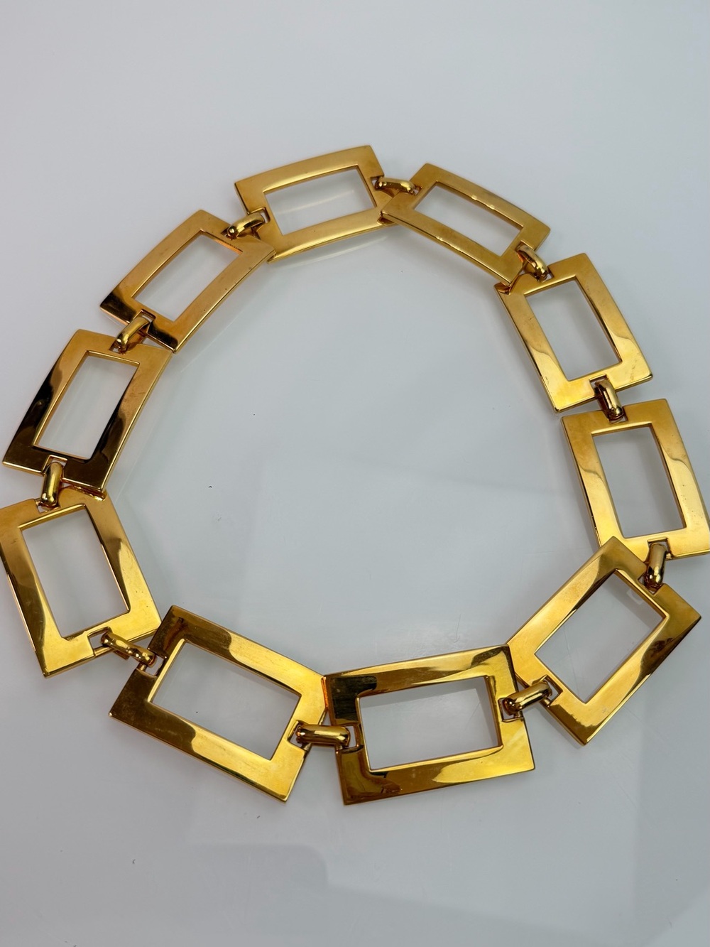 Vintage Square Gold Necklace Boho Style Made In Spain